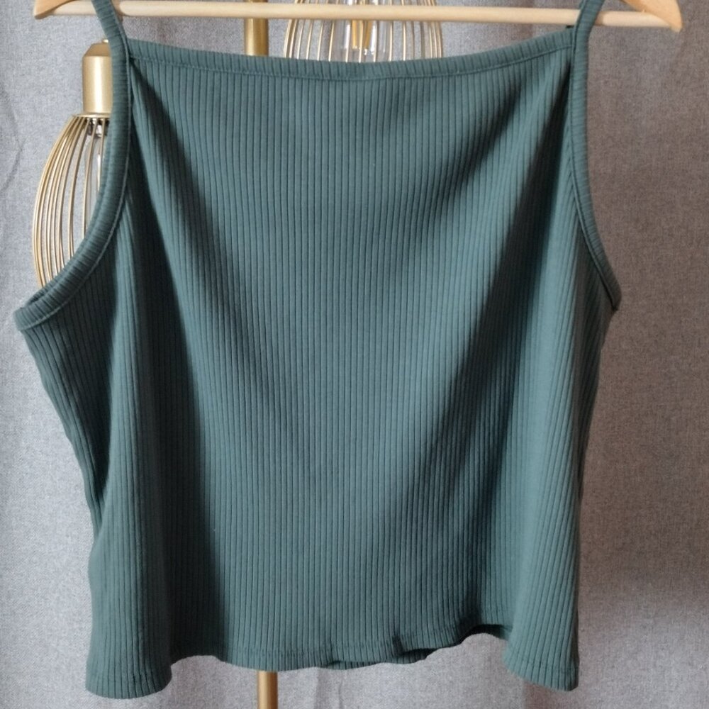 Old Navy Ribbed Tank Top XL Green Stretch Cami Sleeveless Basic Casual - Picture 6 of 6